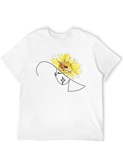 Elegant Flower Portrait Black T-Shirt
