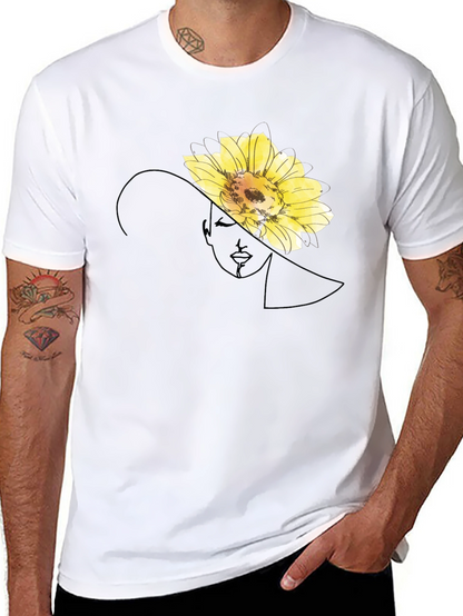 Elegant Flower Portrait Black T-Shirt