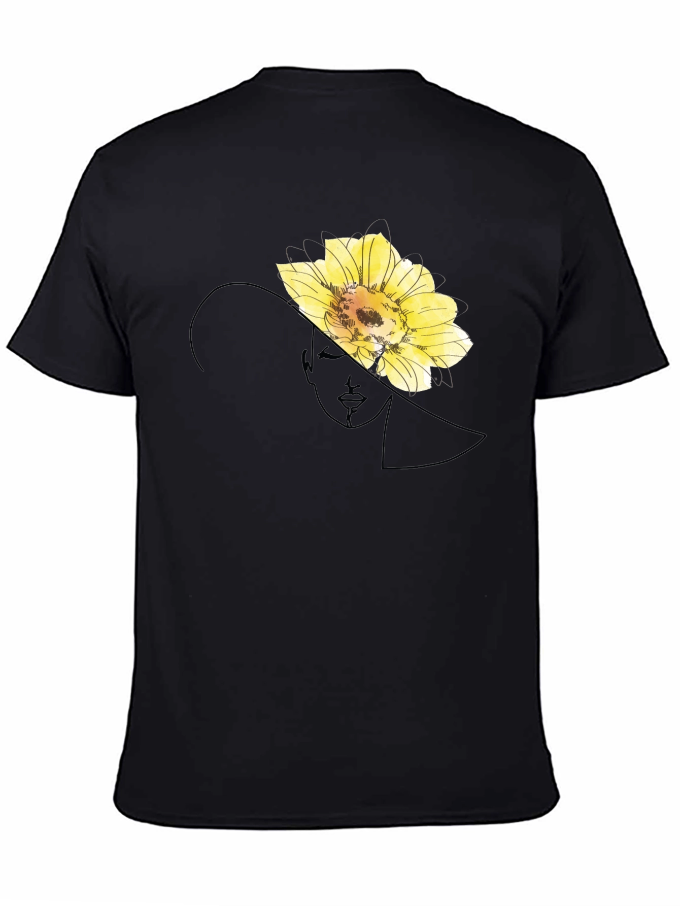 Elegant Flower Portrait Black T-Shirt