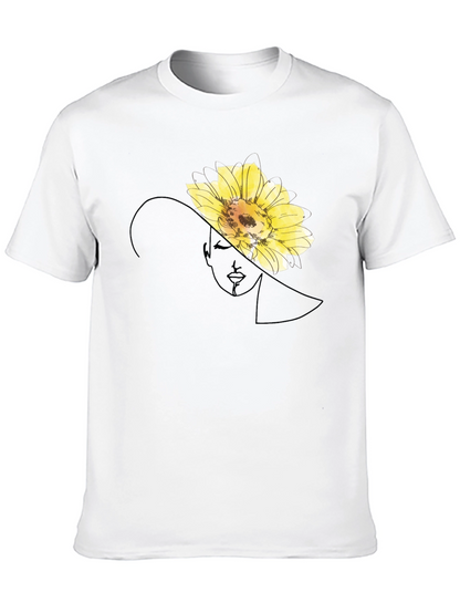 Elegant Flower Portrait Black T-Shirt