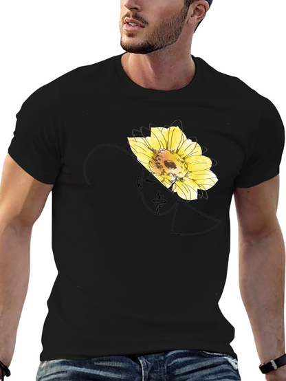 Elegant Flower Portrait Black T-Shirt