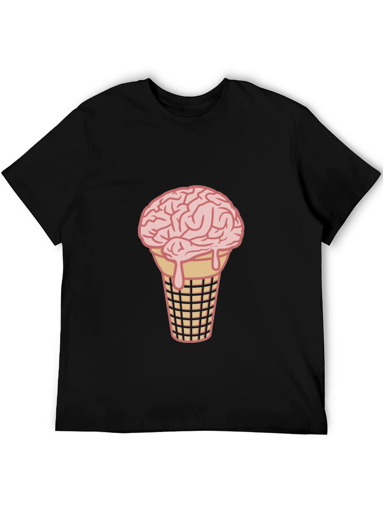 Brain Ice Cream Cone Graphic Tee - Black