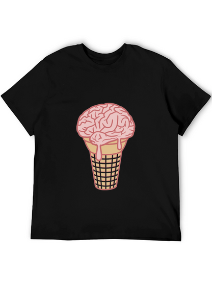 Brain Ice Cream Cone Graphic Tee - Black