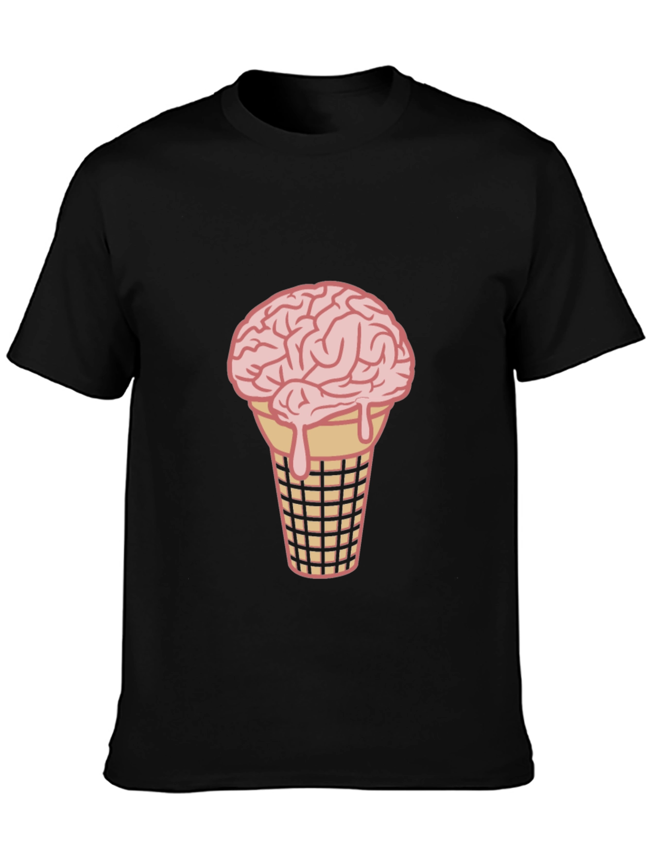 Brain Ice Cream Cone Graphic Tee - Black