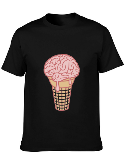 Brain Ice Cream Cone Graphic Tee - Black