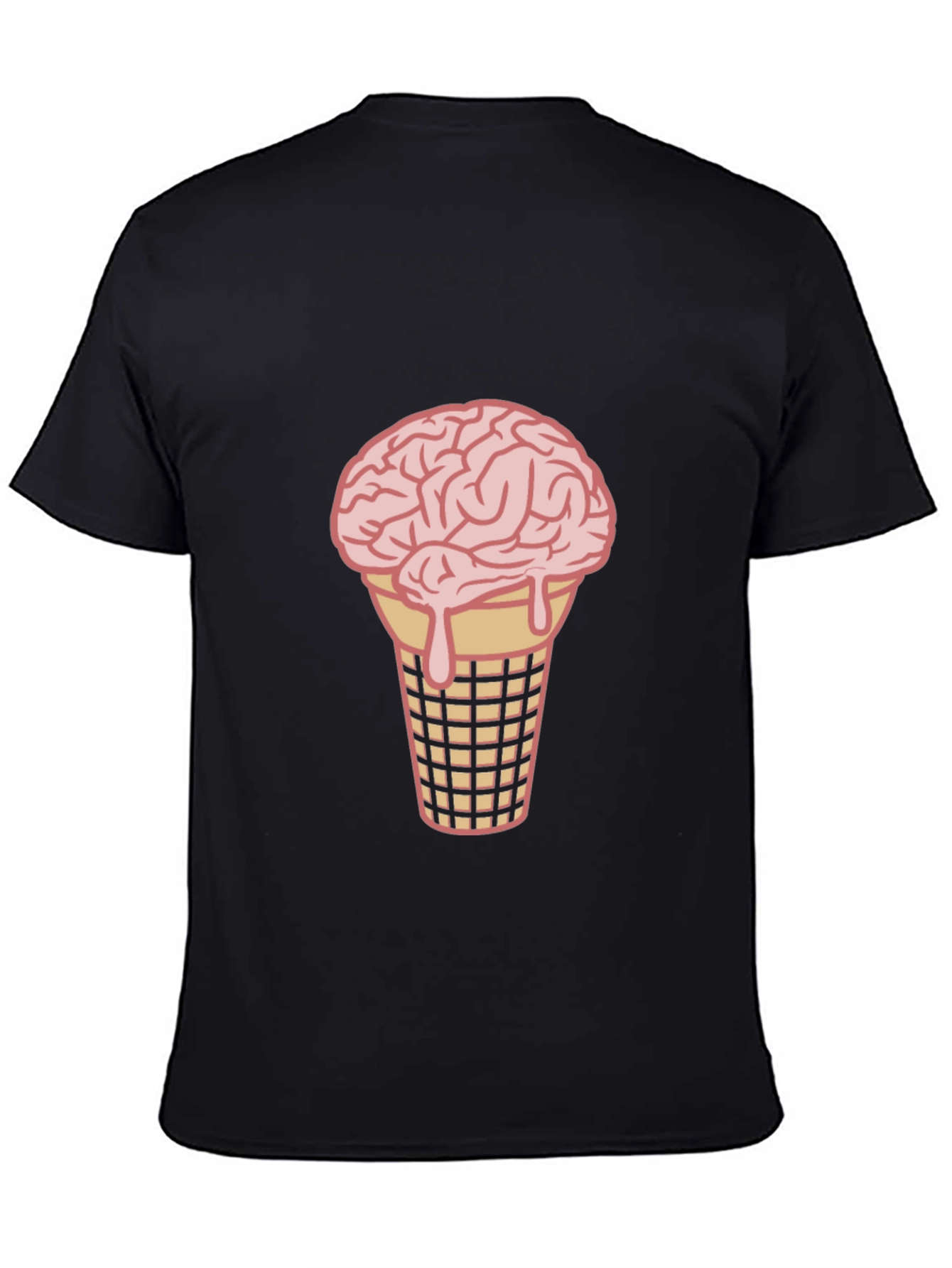 Brain Ice Cream Cone Graphic Tee - Black
