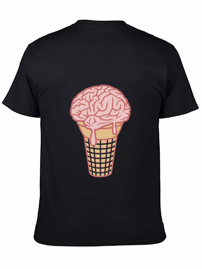 Brain Ice Cream Cone Graphic Tee - Black
