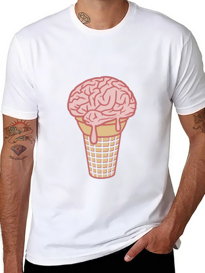 Brain Ice Cream Cone Graphic Tee - Black