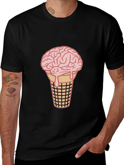 Brain Ice Cream Cone Graphic Tee - Black