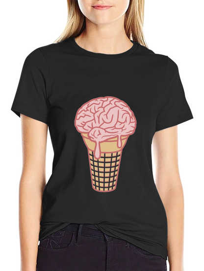 Brain Ice Cream Cone Graphic Tee - Black
