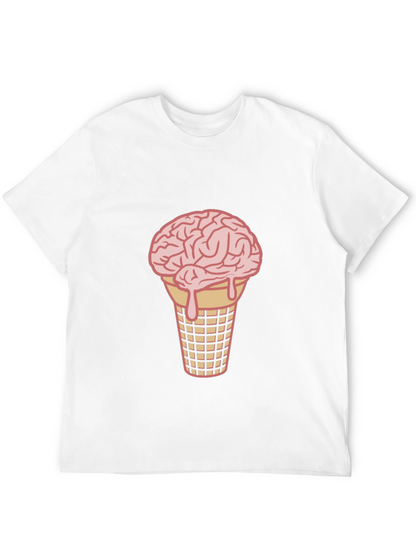 Brain Ice Cream Cone Graphic Tee - Black