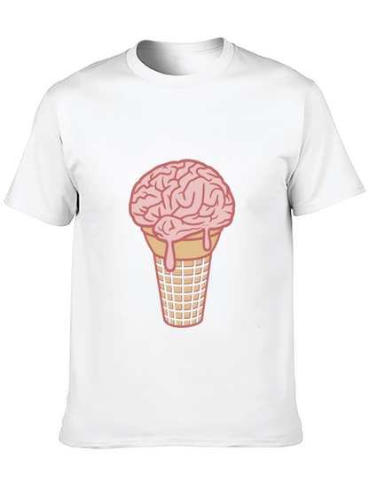Brain Ice Cream Cone Graphic Tee - Black