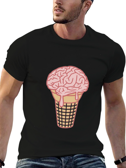 Brain Ice Cream Cone Graphic Tee - Black