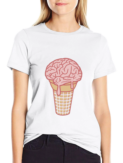 Brain Ice Cream Cone Graphic Tee - Black