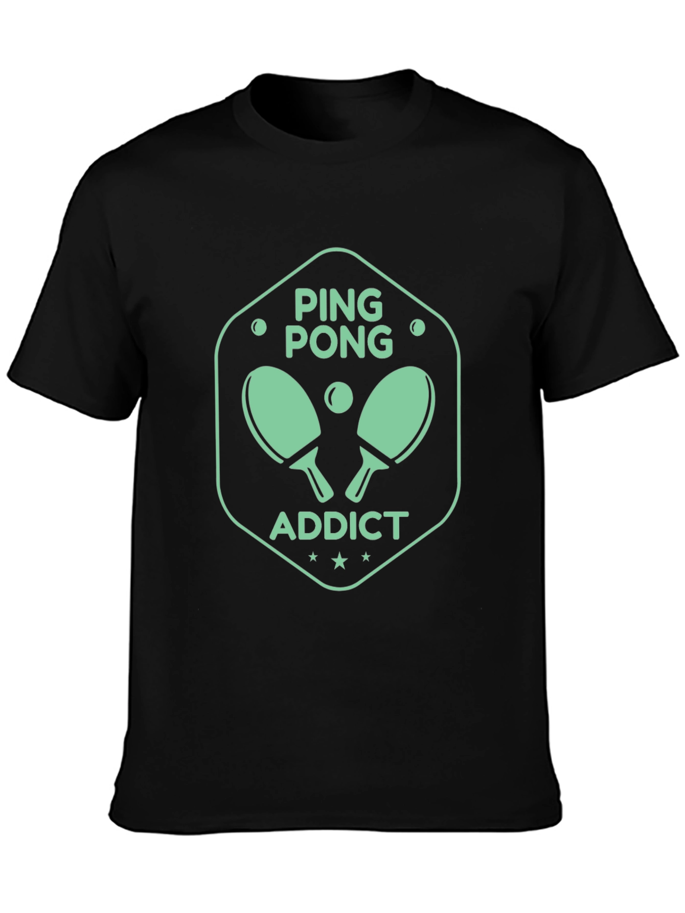 Ping Pong Addict Graphic Tee - Black Cotton T-Shirt