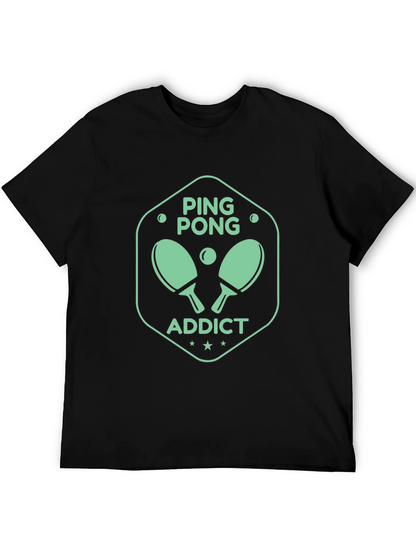 Ping Pong Addict Graphic Tee - Black Cotton T-Shirt