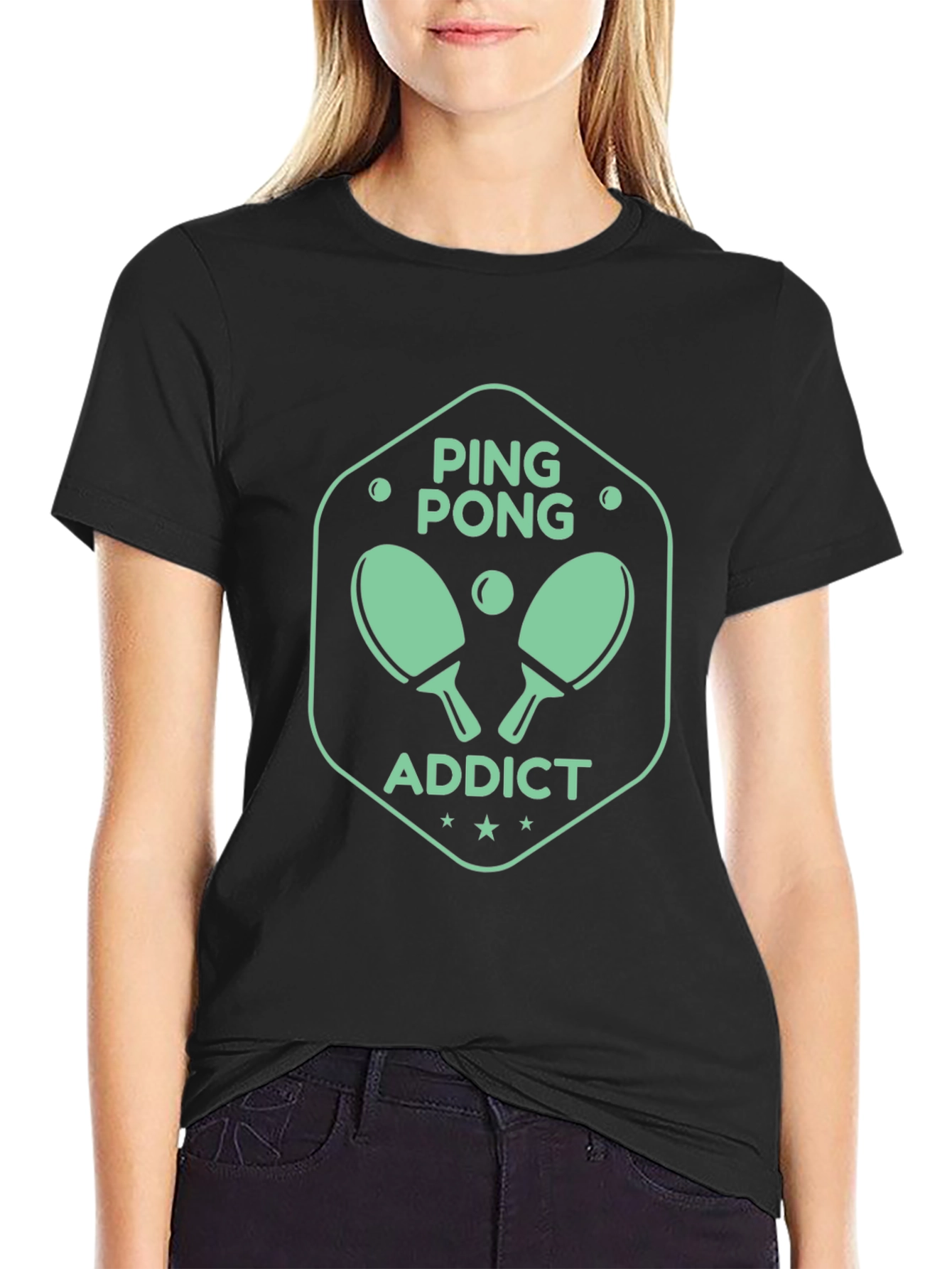Ping Pong Addict Graphic Tee - Black Cotton T-Shirt