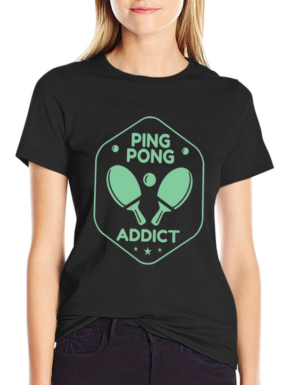 Ping Pong Addict Graphic Tee - Black Cotton T-Shirt