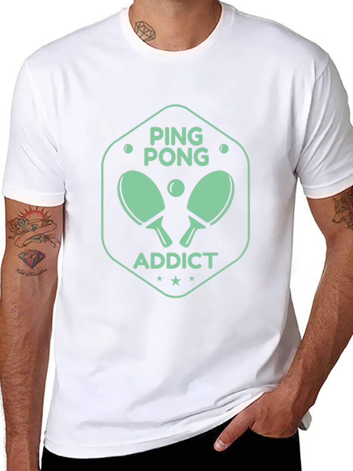 Ping Pong Addict Graphic Tee - Black Cotton T-Shirt