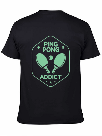 Ping Pong Addict Graphic Tee - Black Cotton T-Shirt