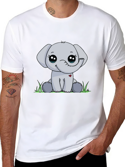 Cute Elephant Graphic Tee - Black Cotton Blend