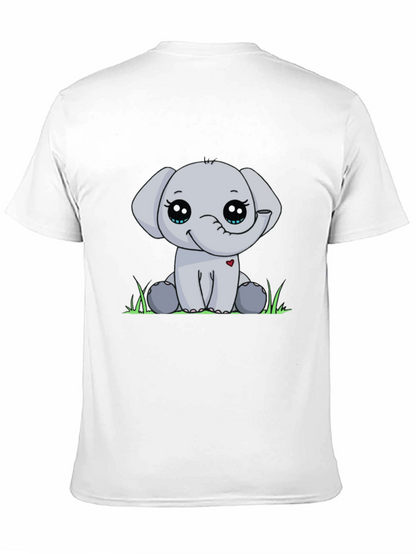 Cute Elephant Graphic Tee - Black Cotton Blend