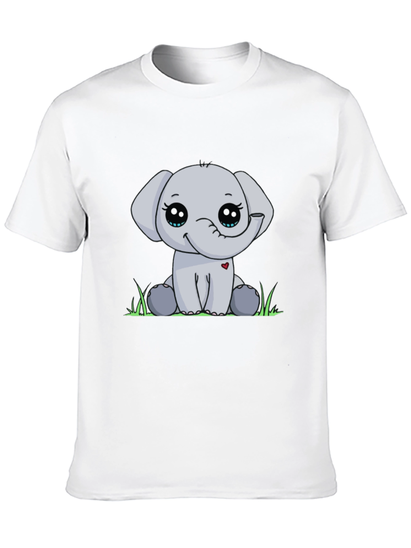 Cute Elephant Graphic Tee - Black Cotton Blend