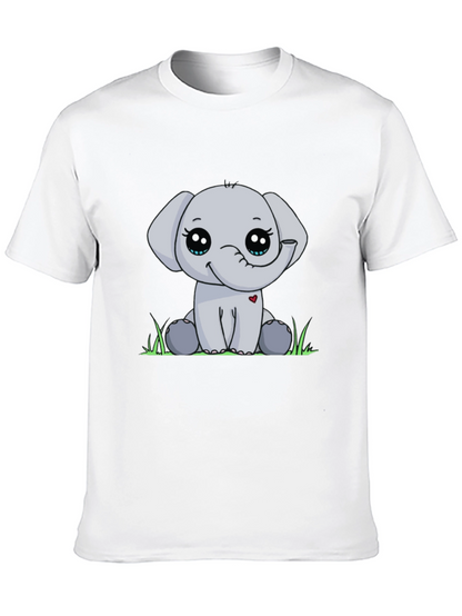 Cute Elephant Graphic Tee - Black Cotton Blend