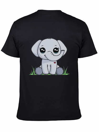 Cute Elephant Graphic Tee - Black Cotton Blend