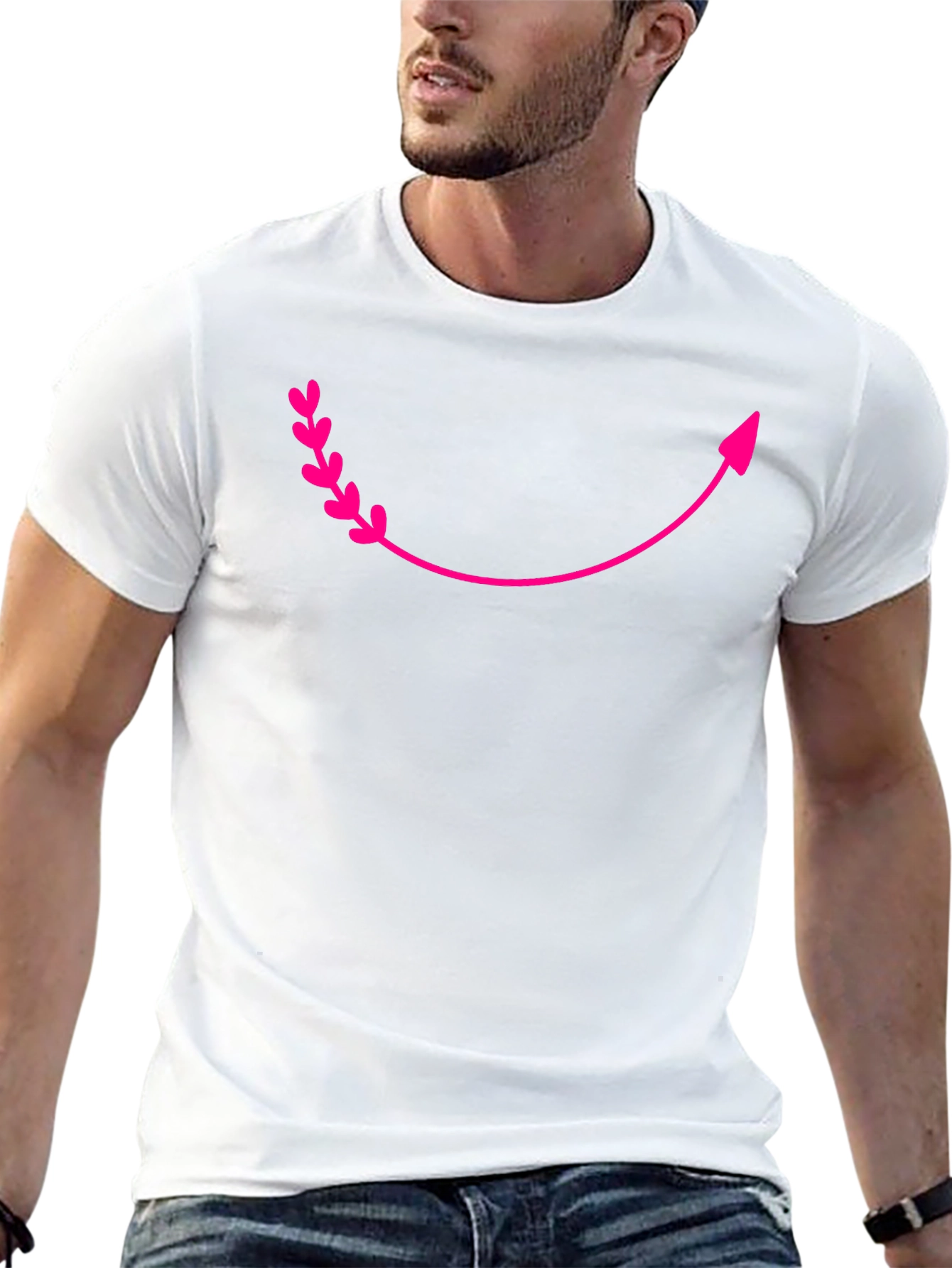 Curved Arrow Heart Graphic Tee - Black