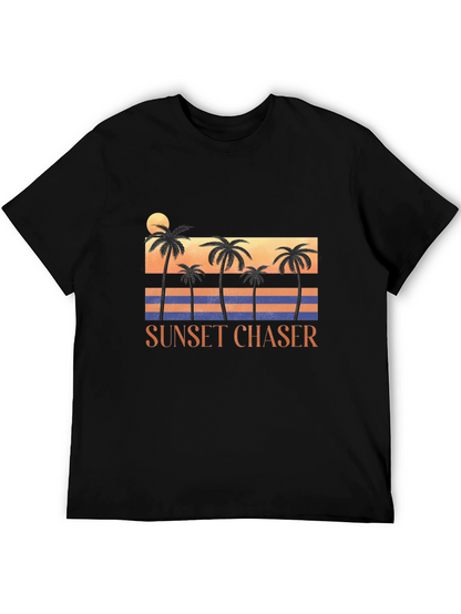 Sunset Chaser Graphic Tee - Tropical Palm Tree Design