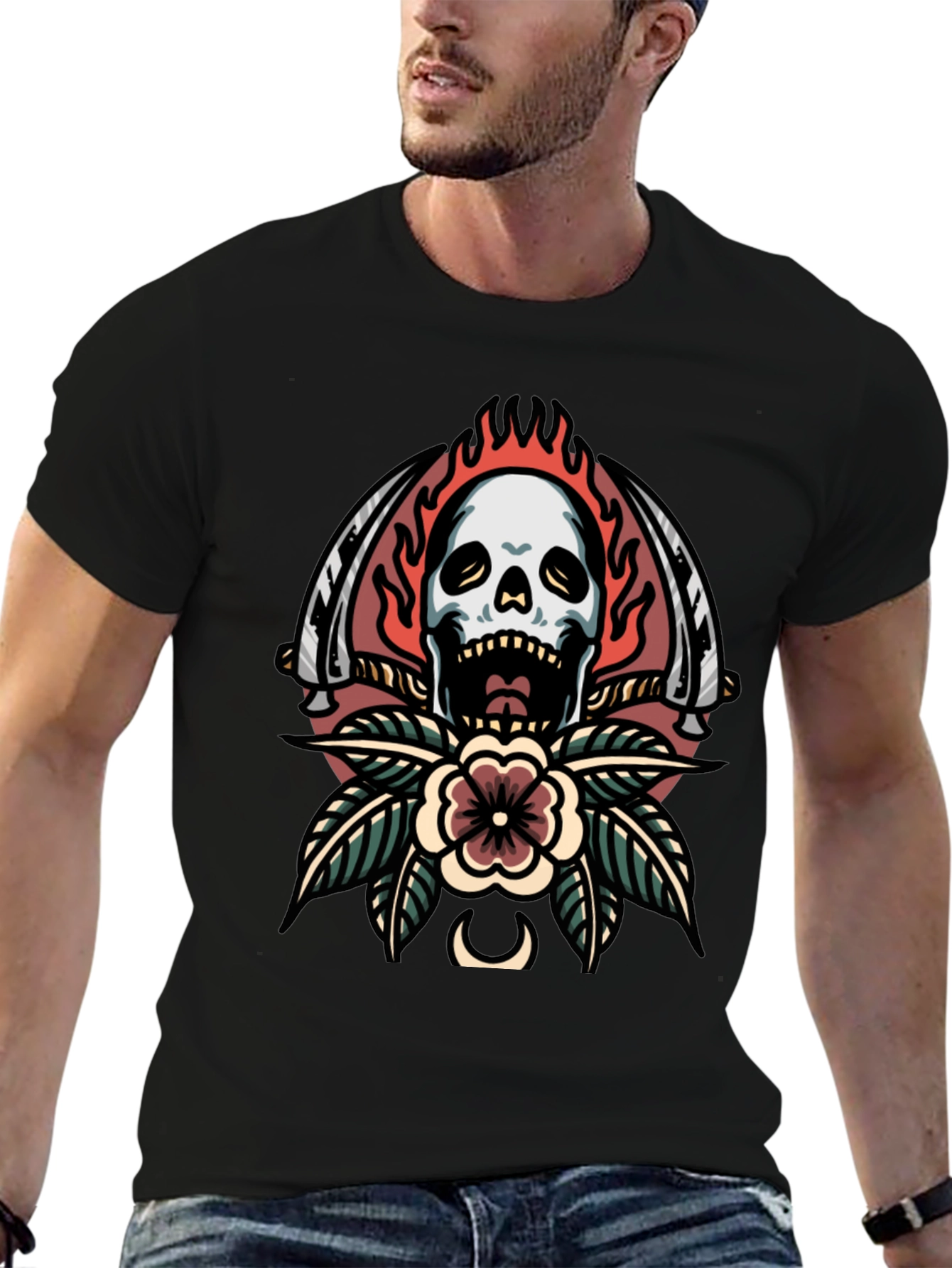 Skull & Sword Graphic Tee - Edgy Streetwear
