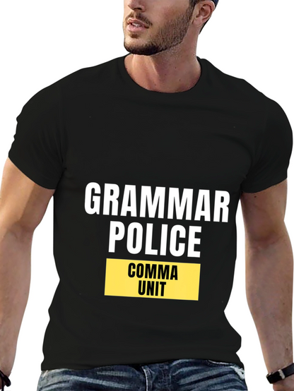Grammar Police Comma Unit Black T-Shirt