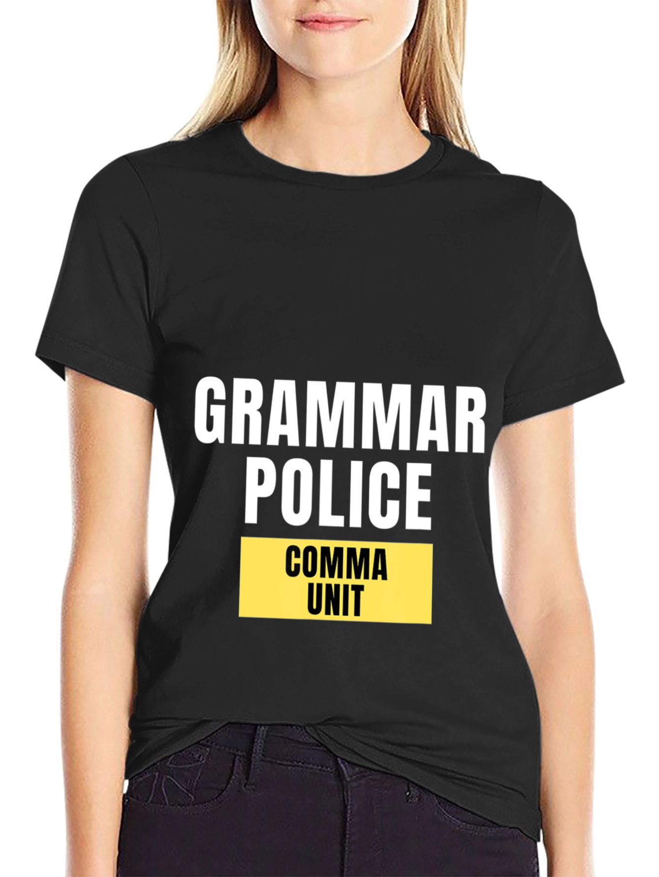 Grammar Police Comma Unit Black T-Shirt