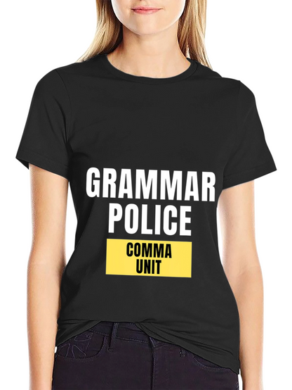 Grammar Police Comma Unit Black T-Shirt