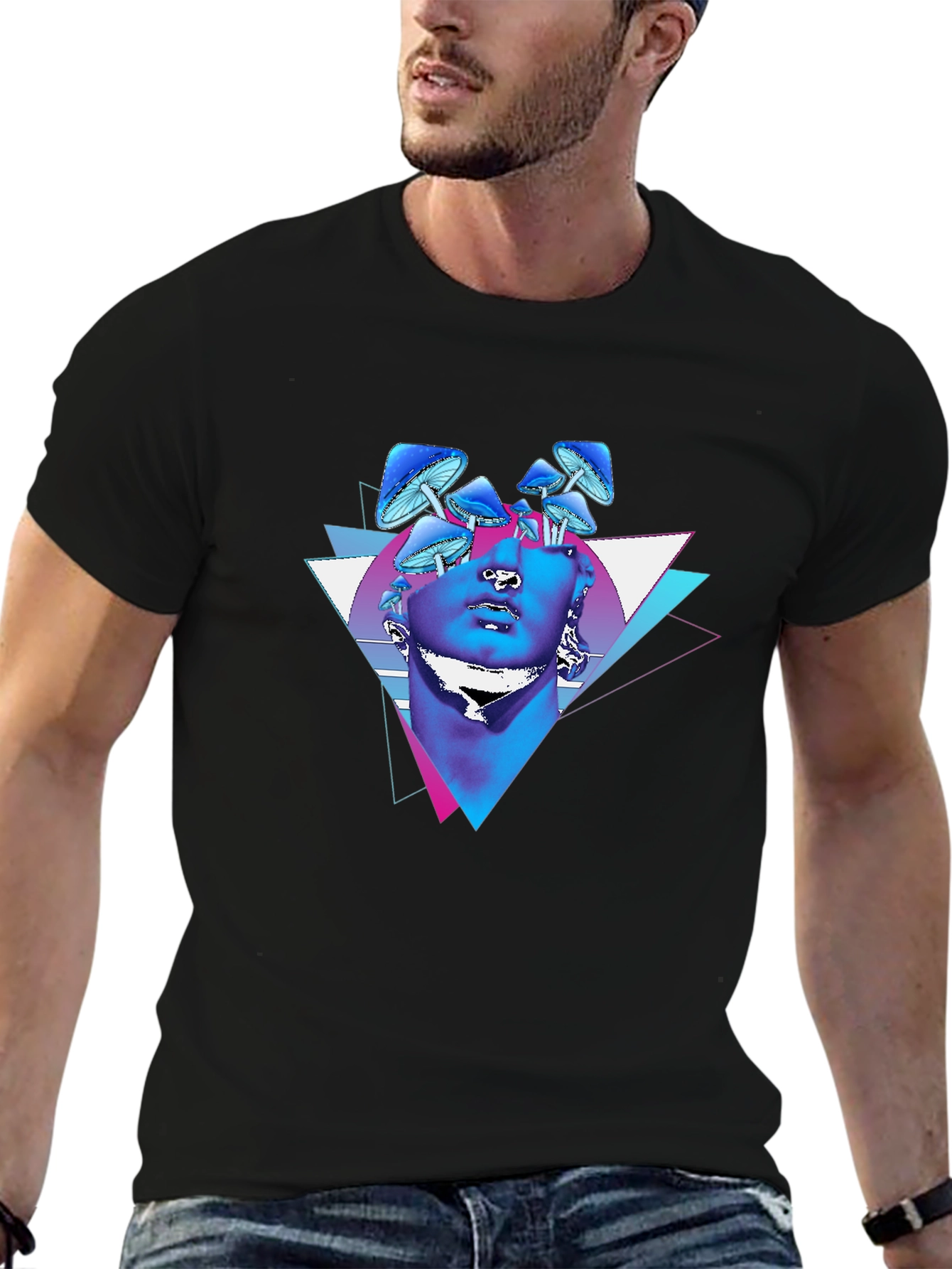 Mushroom Statue Graphic Tee - Black