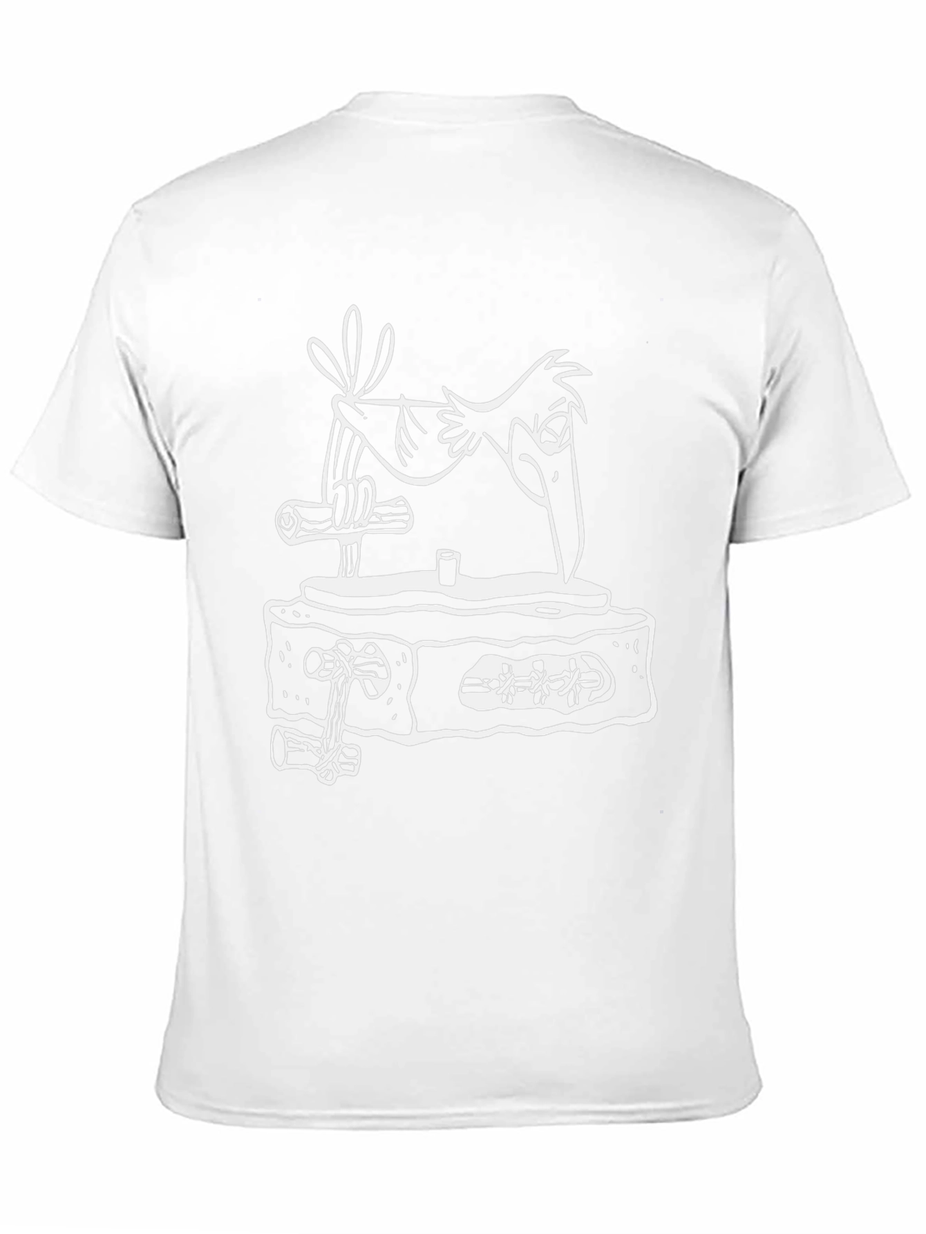 Cartoon Bird on Tombstone Black T-Shirt