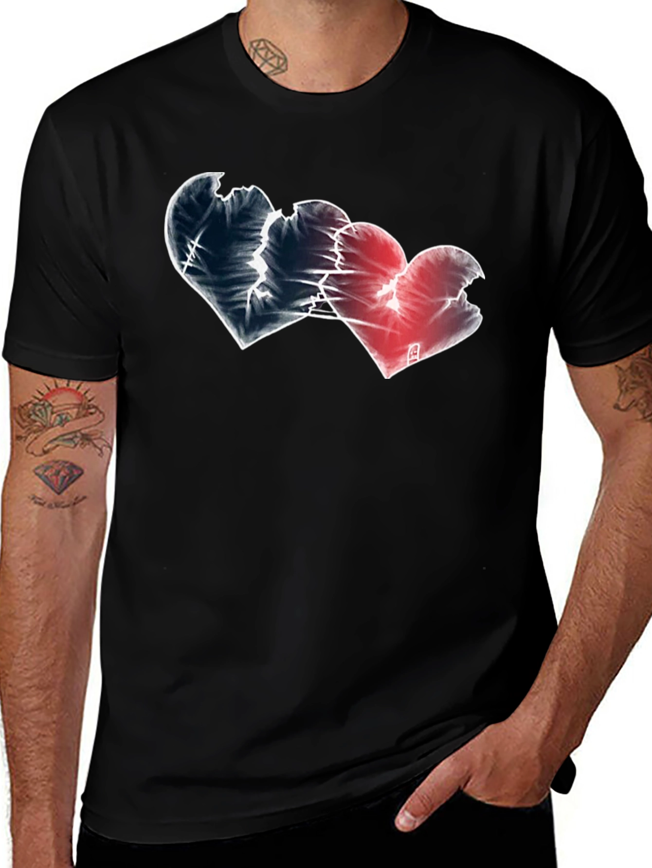 Broken Hearts Graphic Tee - Black