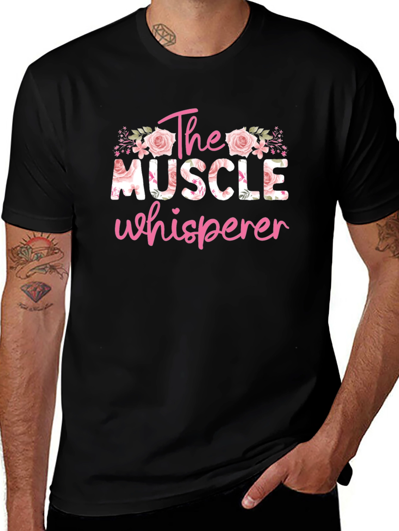 The Muscle Whisperer Floral T-Shirt - Black