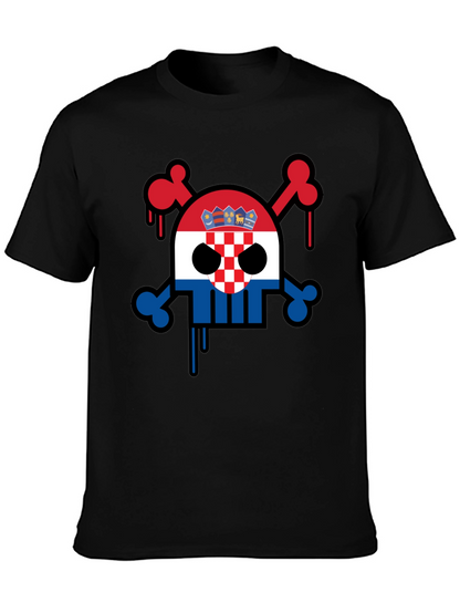Croatian Flag Skull Graphic Tee