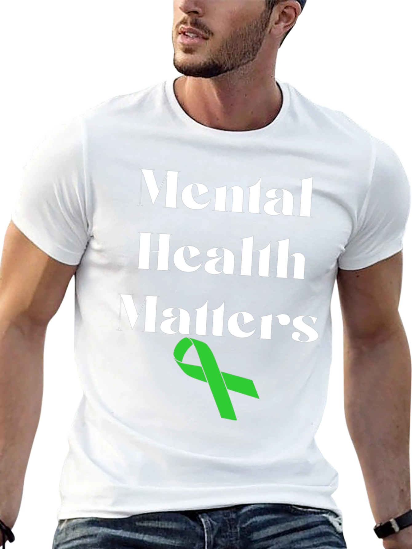 Mental Health Matters T-Shirt with Green Ribbon