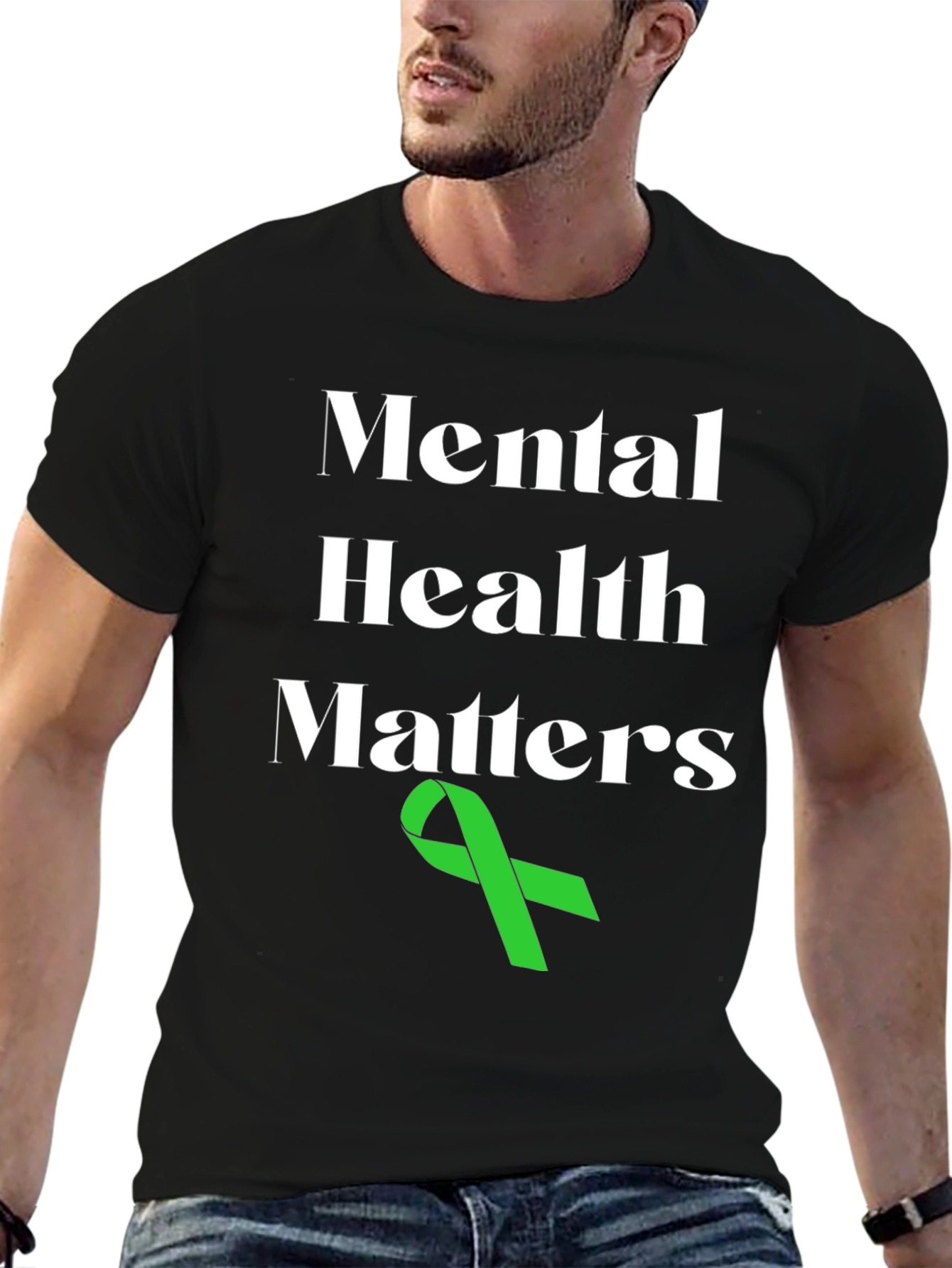 Mental Health Matters T-Shirt with Green Ribbon