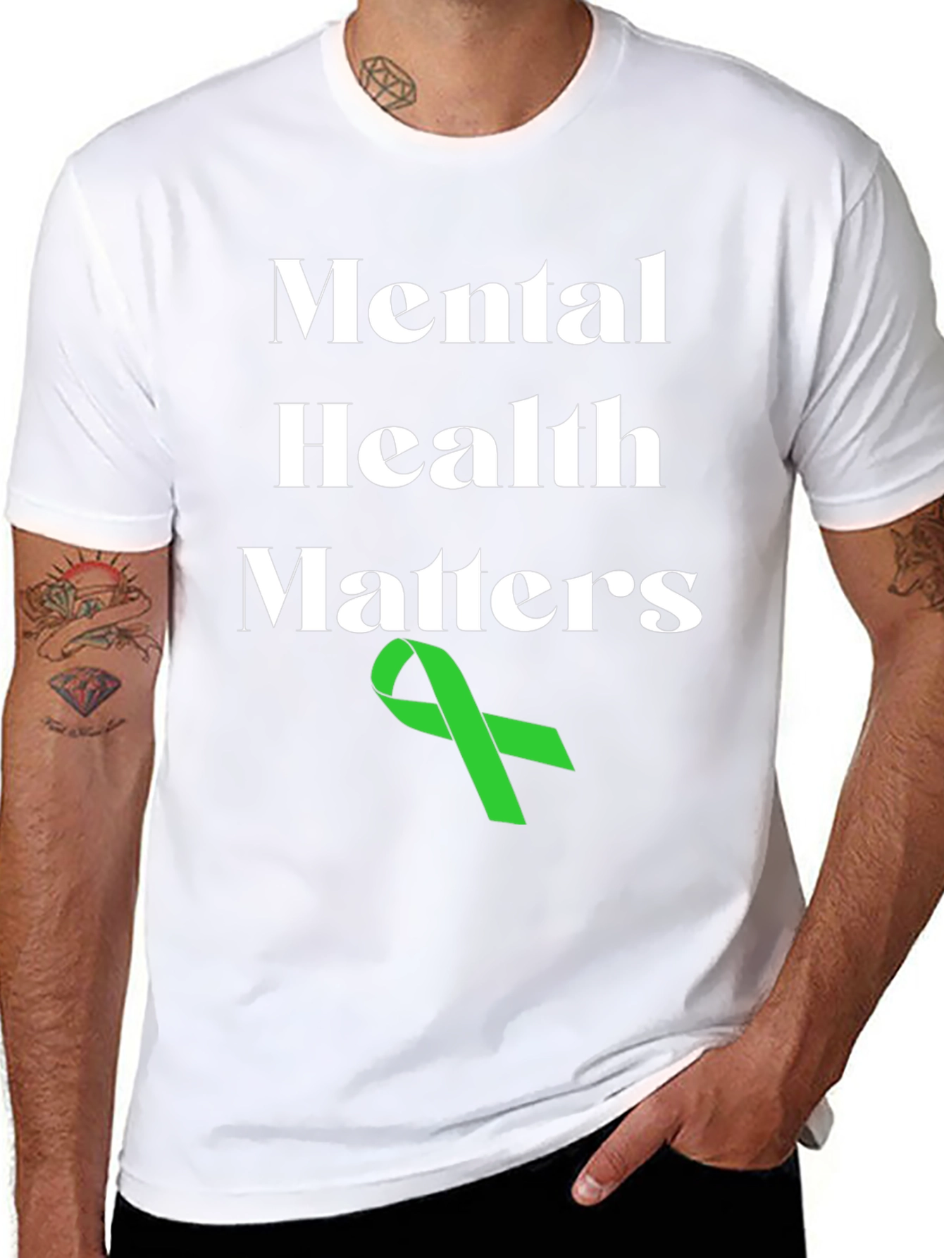 Mental Health Matters T-Shirt with Green Ribbon