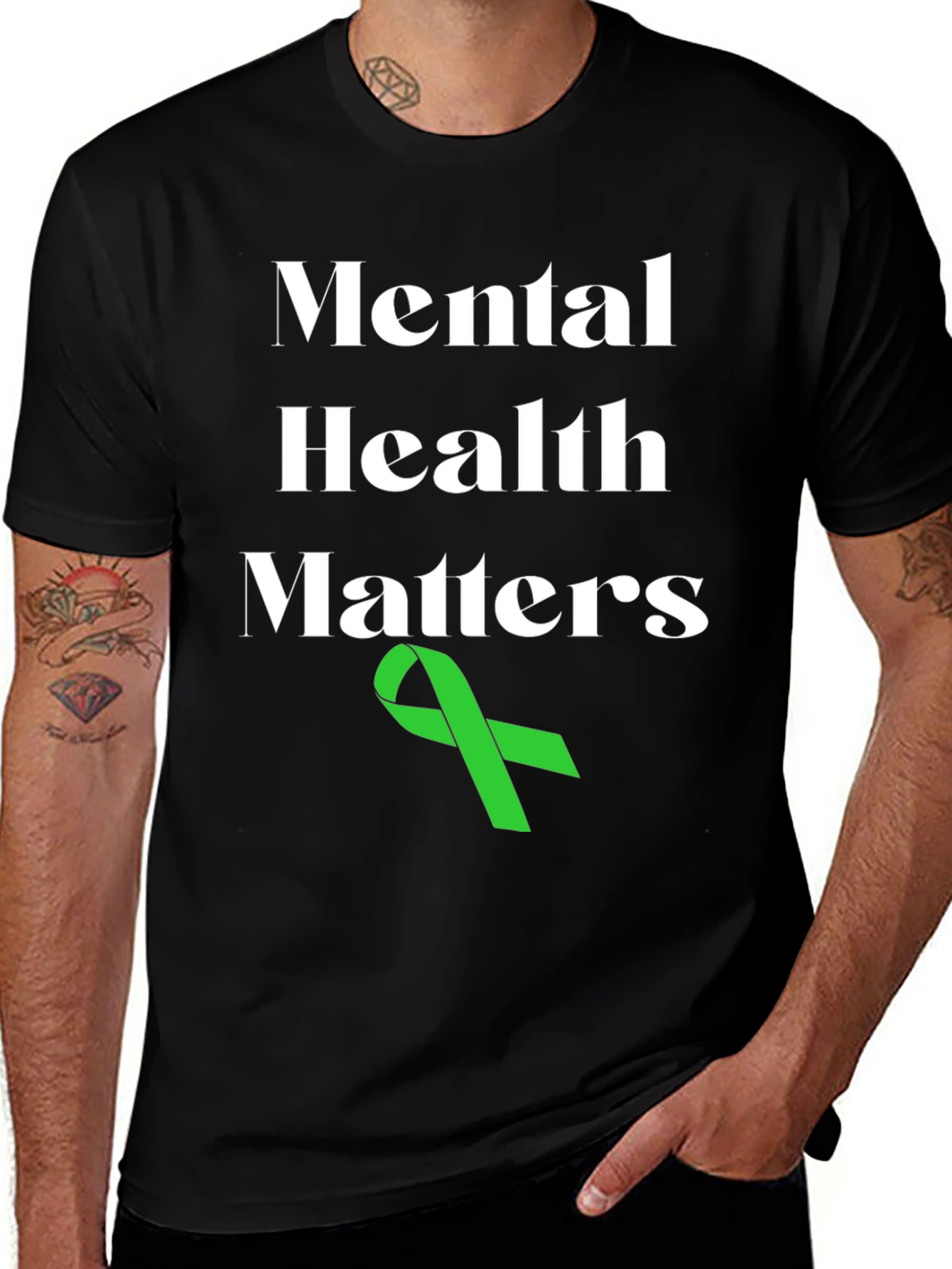 Mental Health Matters T-Shirt with Green Ribbon