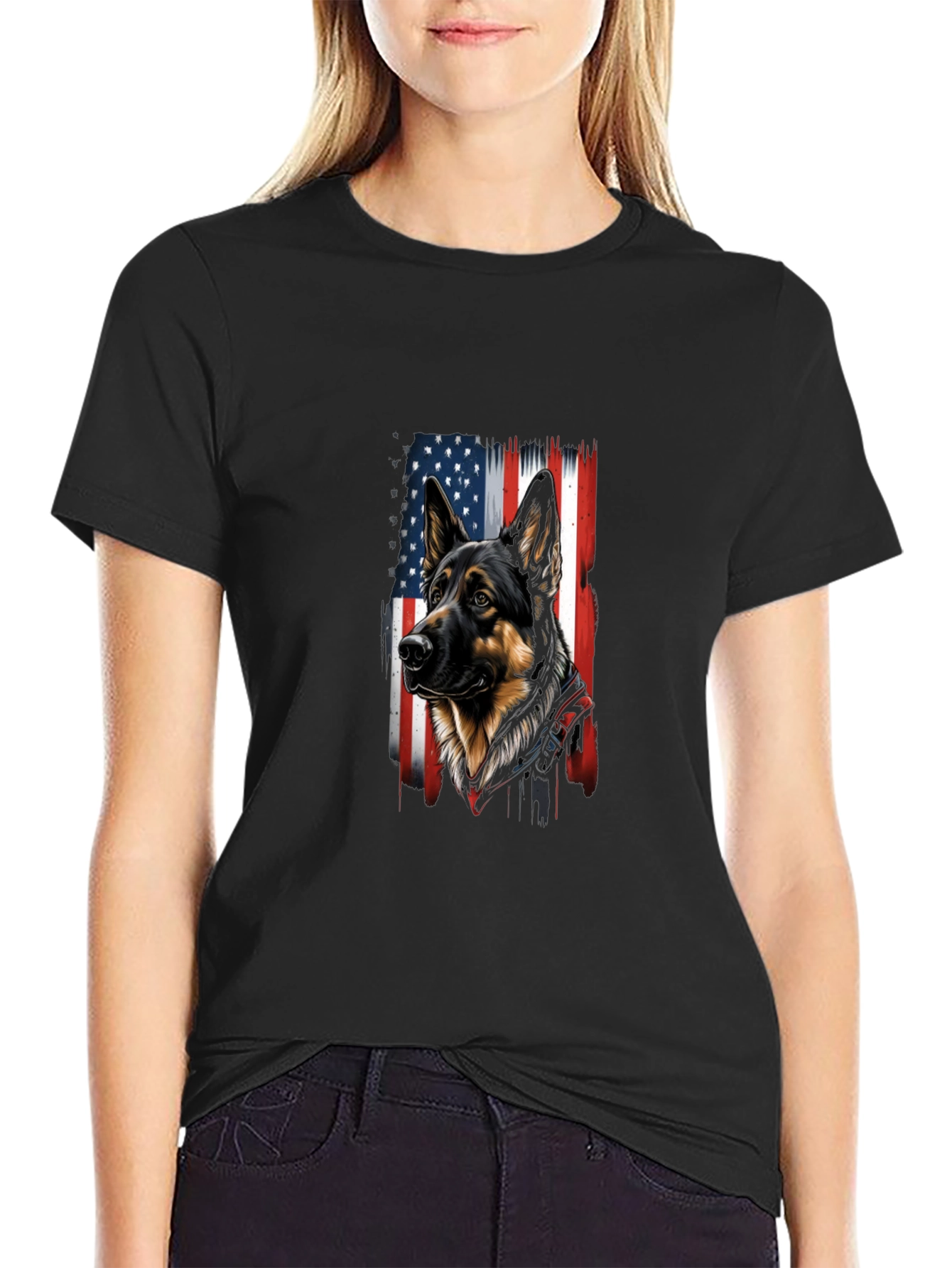 Patriotic German Shepherd USA Flag T-Shirt