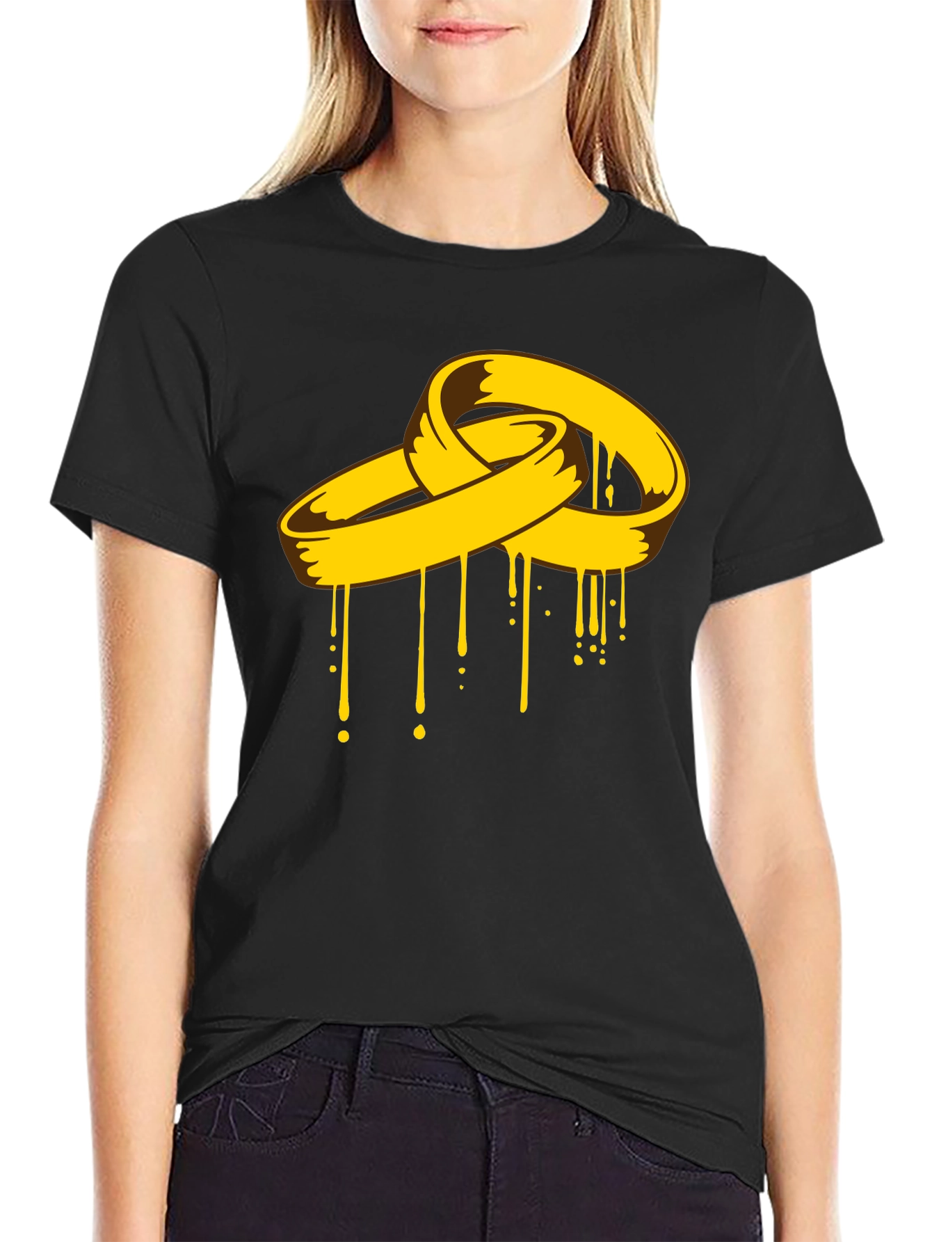 Melting Rings Graphic Tee - Black Cotton Shirt