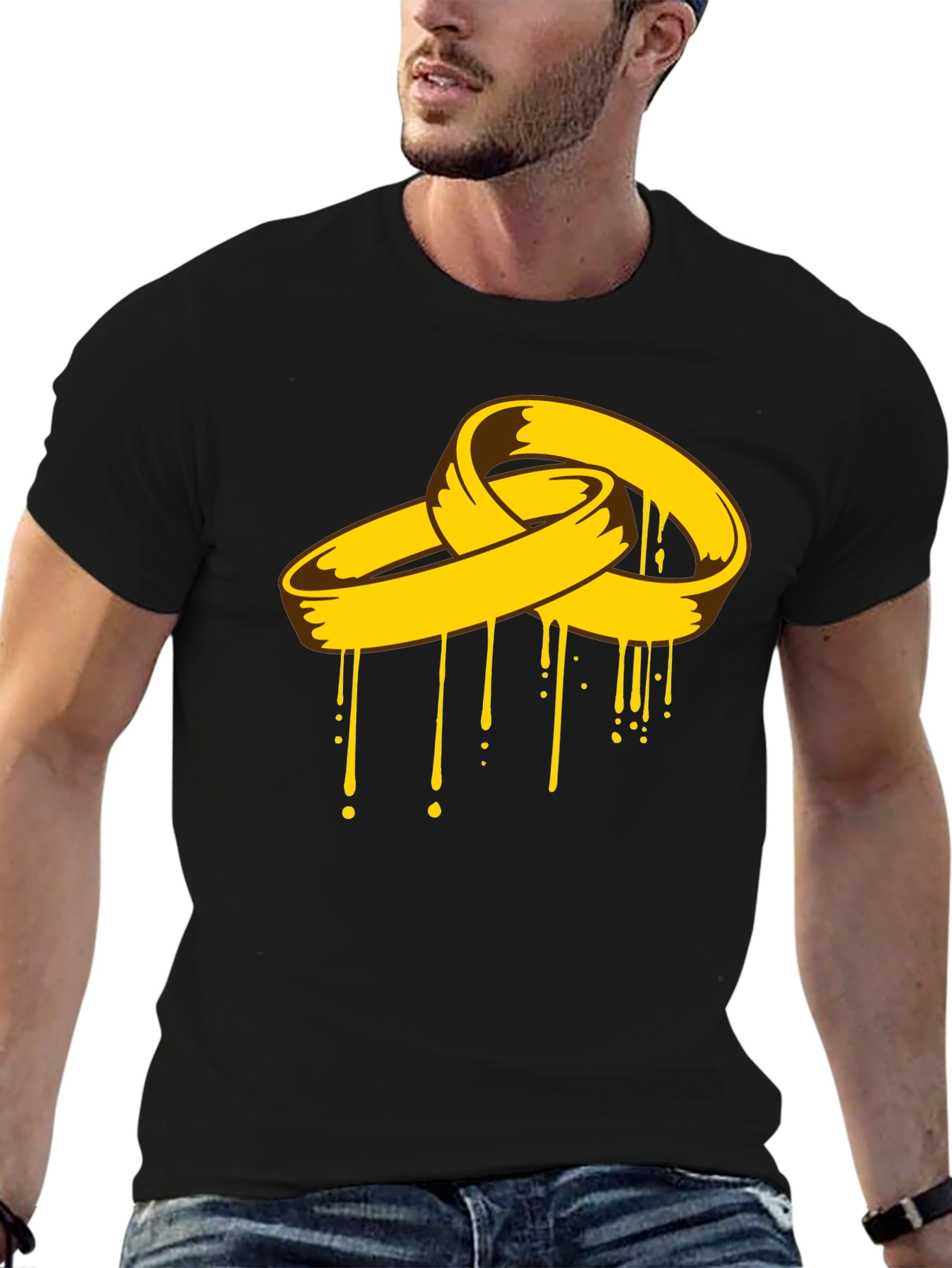 Melting Rings Graphic Tee - Black Cotton Shirt