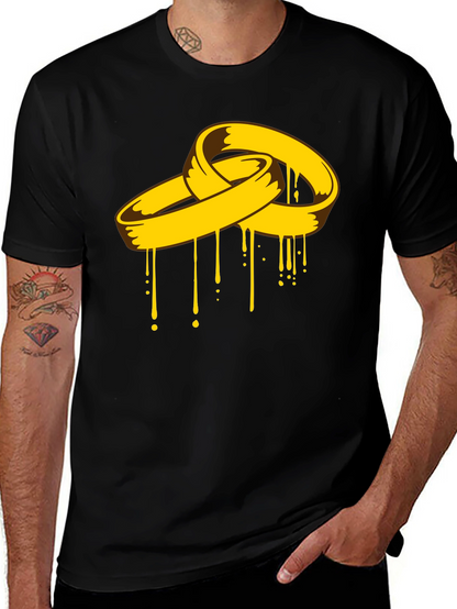 Melting Rings Graphic Tee - Black Cotton Shirt