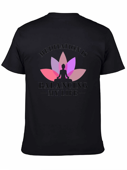 Meditation Balancing Life Black T-Shirt