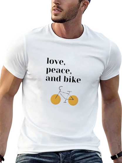 Love Peace Bike Graphic Tee - Casual Style
